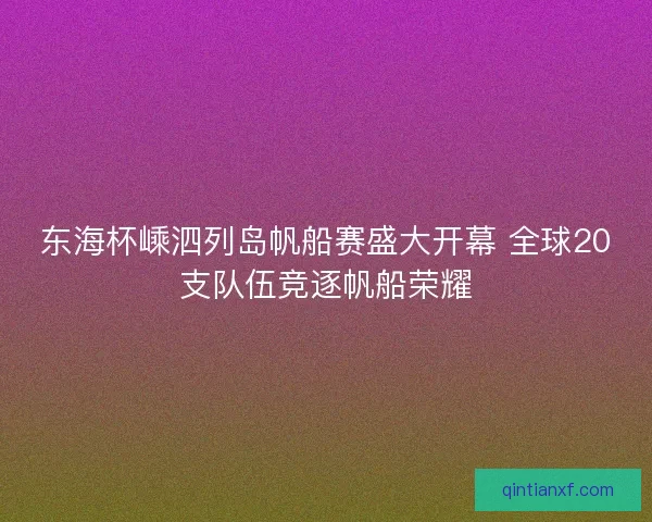 东海杯嵊泗列岛帆船赛盛大开幕 全球20支队伍竞逐帆船荣耀